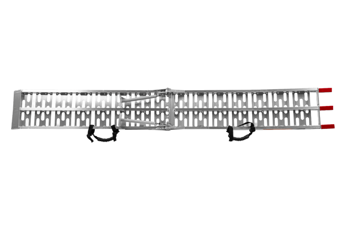 Skládací hliníková rampa UNITRAILER ALR003 pro přívěs 221 cm 340 kg s pásem a podpěrou