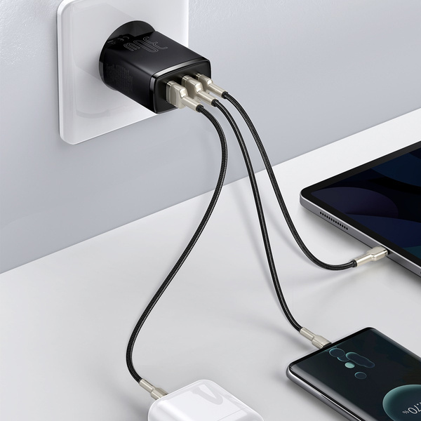 BASEUS Compact 2xUSB-A, USB-C nástěnná nabíječka
