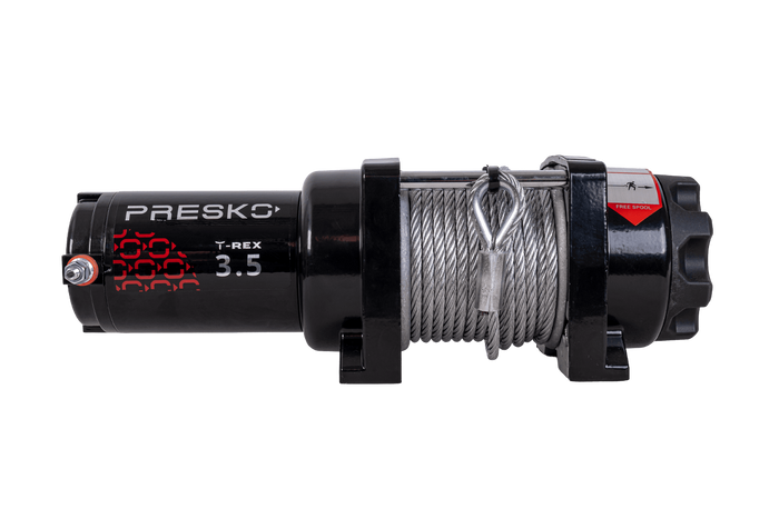 Elektrický naviják pro přívěs PRESKO T-REX 3.5 12V 1590kg s 12m ocelovým lanem