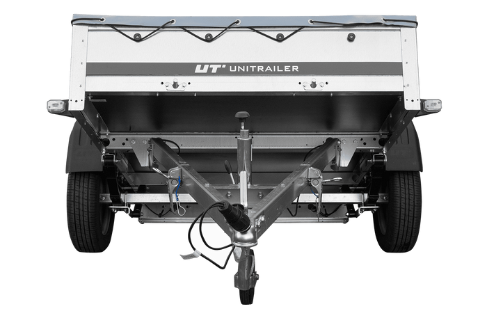 Přívěs za auto na pružinách 200x125 UNITRAILER GARDEN 201/R KIPP s rámem H-0 a šedým krytem