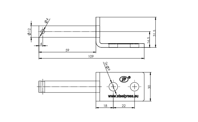 Držák pantu STEELPRESS UZ-01B pro montáž na bok přívěsu