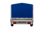 Jednonápravový přívěs s hliníkovými bočnicemi 230x125 Unitrailer Garden 230 KIPP ALU s rámem H-800 a modrým krytem