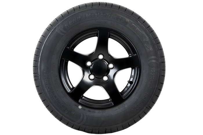 Vyztužené kolo přívěsu KENDA TYRE 185/80 R14C 104/102N HLINÍKOVÝ RÁFEK STARCO černý 5,5Jx14"H2 5x112 ET:30
