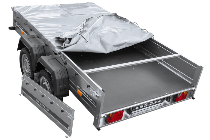 Přívěs za auto 264x150 UNITRAILER GARDEN 265/2 KIPP s rámem H-0 a šedou plachtou