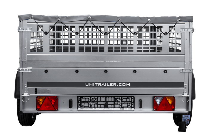 Lehký přívěs 264x150 UNITRAILER GARDEN 265/2 KIPP s pletivovými bočnicemi, rámem H-0 a šedým krytem