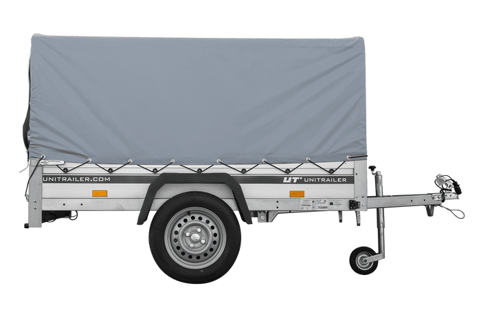 Jednonápravový přívěs s hliníkovými bočnicemi 200x125 Unitrailer Garden 201 KIPP ALU s rámem H-800 a šedým krytem