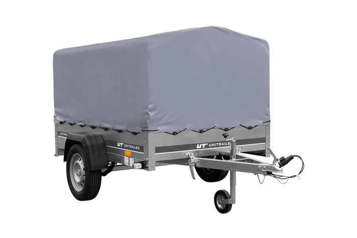 Jednonápravový přívěs na pružinách 200x125 UNITRAILER GARDEN 201/R KIPP s rámem H-800 a šedou plachtou