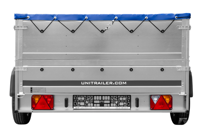 Dvounápravový přívěs 264x150 UNITRAILER GARDEN 265/2 KIPP s bočnicemi BIS, rámem H-0 a modrým krytem