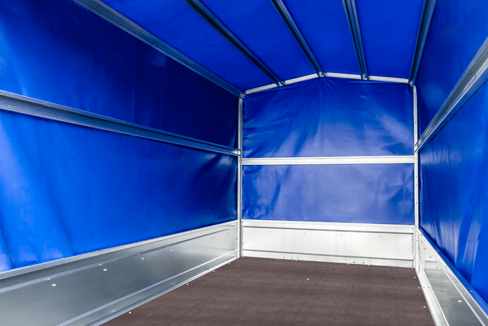 Přívěs pro auto 230x125 UNITRAILER GARDEN 230 KIPP s rámem H-1100 a modrým krytem