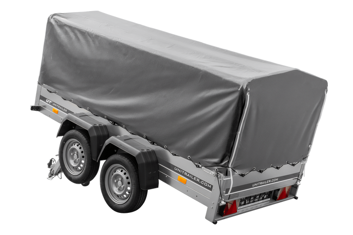 Dvounápravový přívěs 264x125 UNITRAILER GARDEN 264/2 KIPP s rámem H-800 a šedou plachtou