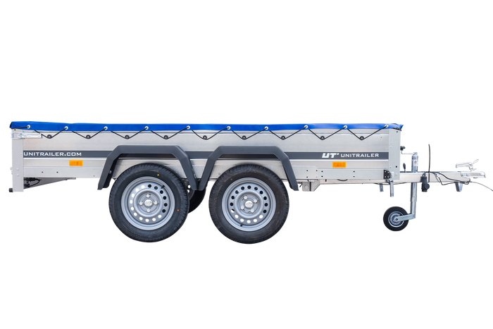 Přívěs pro auto 264x150 UNITRAILER GARDEN 265/2 KIPP s rámem H-0 a modrým krytem