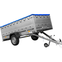 Jednonápravový přívěs na pružinách 264x125 UNITRAILER GARDEN 264/R KIPP s bočnicemi BIS, rámem H-0 a modrou plachtou