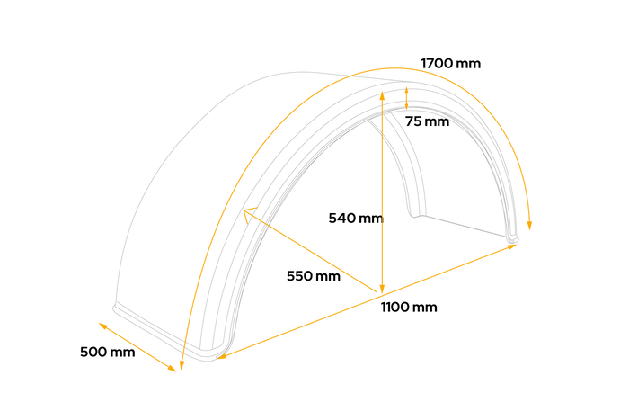 Dvojitý blatník pro přívěs 19,5-22,5" DOMAR DK1535 podběh kola 1100/500 mm