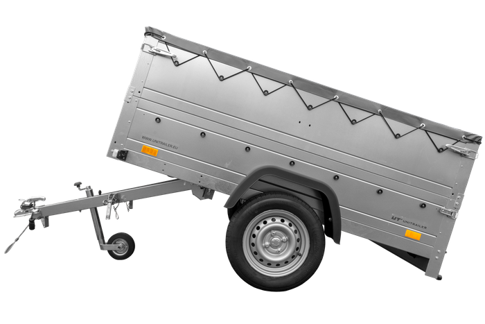 Lehký přívěs 200x125 UNITRAILER GARDEN 201 KIPP s bočnicemi BIS, rámem H-0 a šedou plachtou