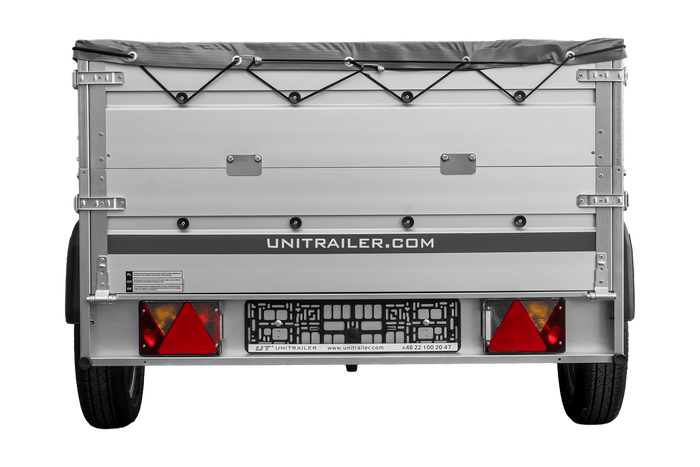 Jednonápravový přívěs s hliníkovými bočnicemi 230x125 Unitrailer Garden 230 KIPP ALU s bočnicemi BIS, rámem H-0 a šedým krytem