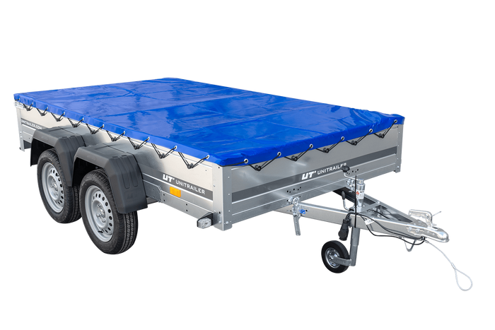 Přívěs pro auto 264x150 UNITRAILER GARDEN 265/2 KIPP s rámem H-0 a modrým krytem