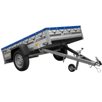 Jednonápravový přívěs s hliníkovými bočnicemi 200x125 Unitrailer Garden 201 KIPP ALU s rámem H-0 a modrým krytem
