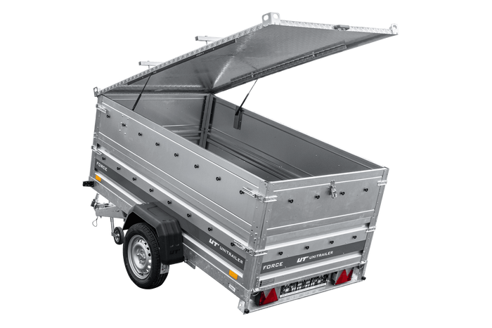 Jednonápravový přívěs na pružinách 230x125 UNITRAILER FORCE 230/R KIPP s bočnicemi BIS a hliníkovou plachtou