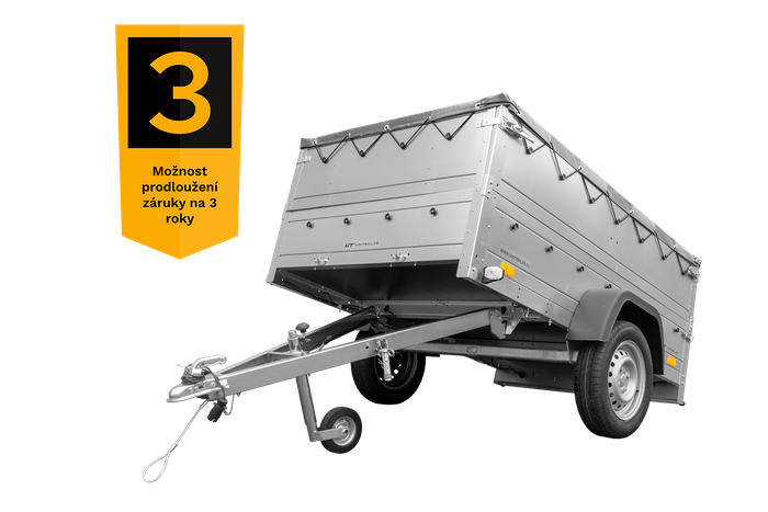 Lehký přívěs 200x125 UNITRAILER GARDEN 201 KIPP s bočnicemi BIS a šedou plachtou