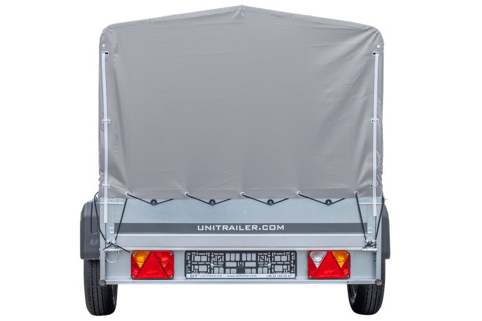 Jednonápravový přívěs 230x125 UNITRAILER GARDEN 230 FD s rámem H-800 a šedou plachtou