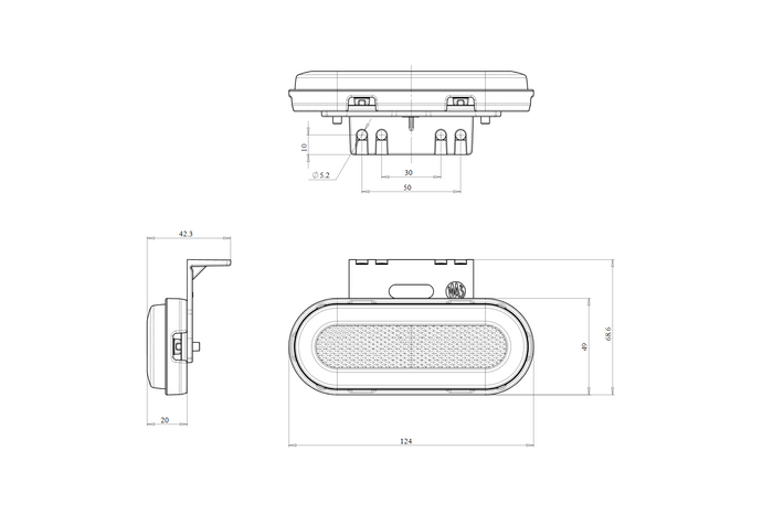WAŚ W198 1420 LED obrysová svítilna univerzální s držákem