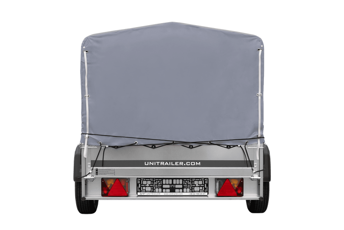 Jednonápravový přívěs na pružinách 200x125 UNITRAILER GARDEN 201/R KIPP s rámem H-800 a šedou plachtou
