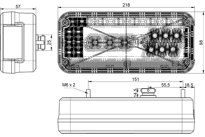 DOBPLAST DPT30 LED zadní světlo 6 funkcí levé