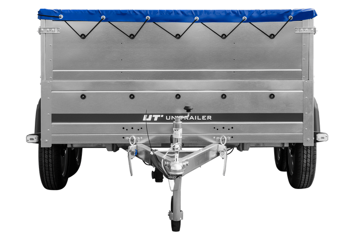 Dvounápravový přívěs 264x150 UNITRAILER GARDEN 265/2 KIPP s bočnicemi BIS, rámem H-0 a modrým krytem