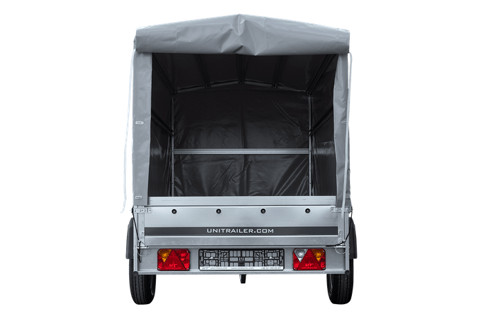 Přívěs pro auto 264x125 UNITRAILER GARDEN 264 KIPP s rámem H-1100 a šedou plachtou