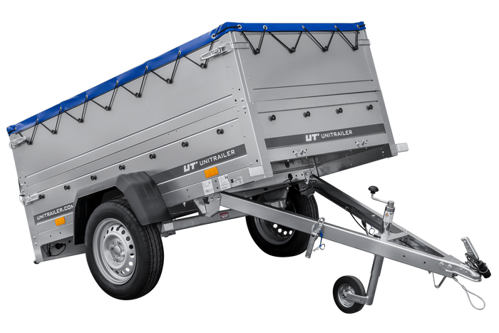 Přívěs Garden Trailer 200 Kipp s BIS bočnicemi, rámem H-0 a modrou plachtou