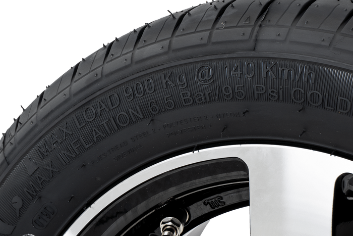 Zesílené kolo přívěsu TYRE KENDA 195/50 R13C 104/102N ALU RÁFEK STARCO leštěný 6Jx13"H2 5x112 ET:30