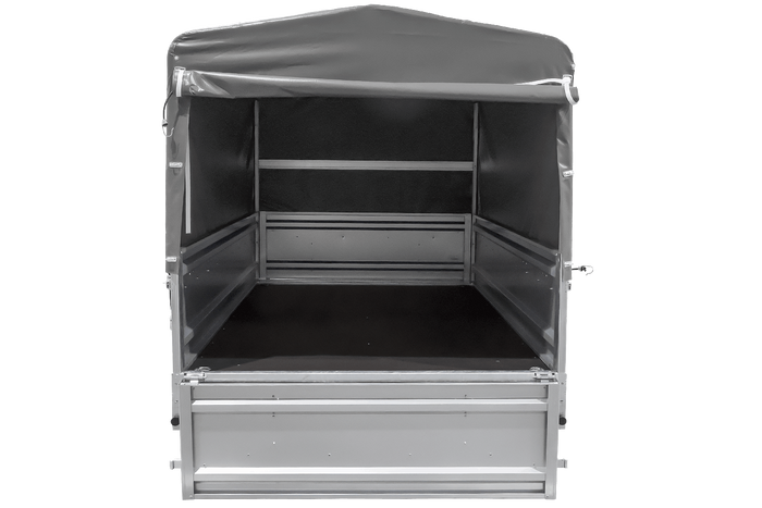 Přívěs pro auto 264x125 UNITRAILER FORCE 264 KIPP s rámem H-800 a šedou plachtou