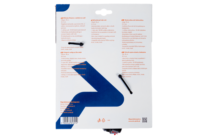 Zesílený zámek na kolo s kódem PROFEX 81601, délka 90 cm