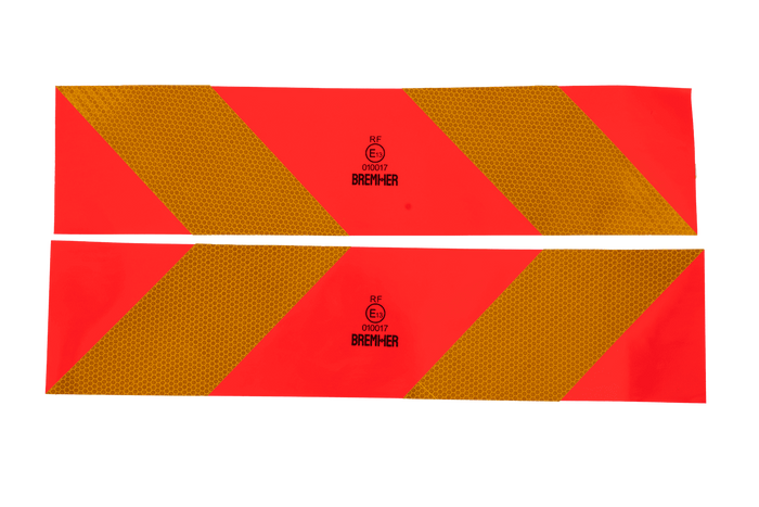 Samolepky, reflexní nálepky, krátké HERMON, označovací tabulky pro těžká vozidla, 565x132mm, levé+pravé