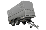 Dvounápravový přívěs 264x125 UNITRAILER GARDEN 264/2 KIPP s bočnicemi BIS, rámem H-800 a šedou plachtou