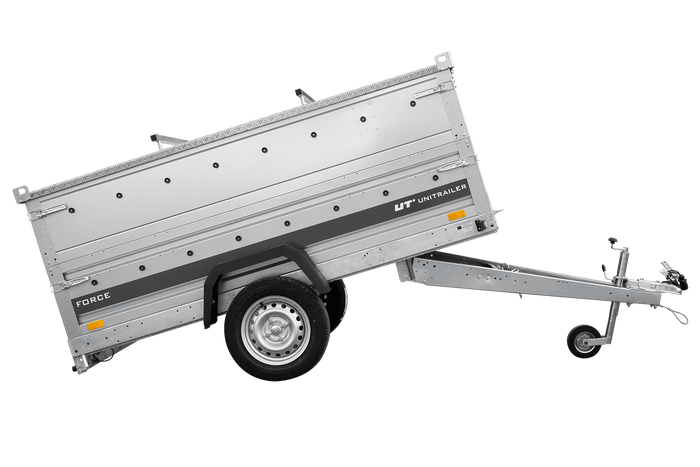 Přívěs pro auto 230x125 UNITRAILER FORCE 230 KIPP s bočnicemi BIS a hliníkovou plachtou