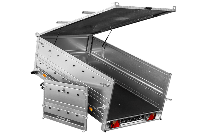 Jednonápravový přívěs 230x125 UNITRAILER GARDEN 230 KIPP s bočnicemi BIS a hliníkovou plachtou