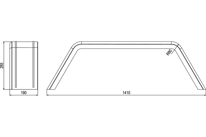 Tandemový blatník pro 13-14" přívěs UNITRAILER plochý podběh 1410/190mm