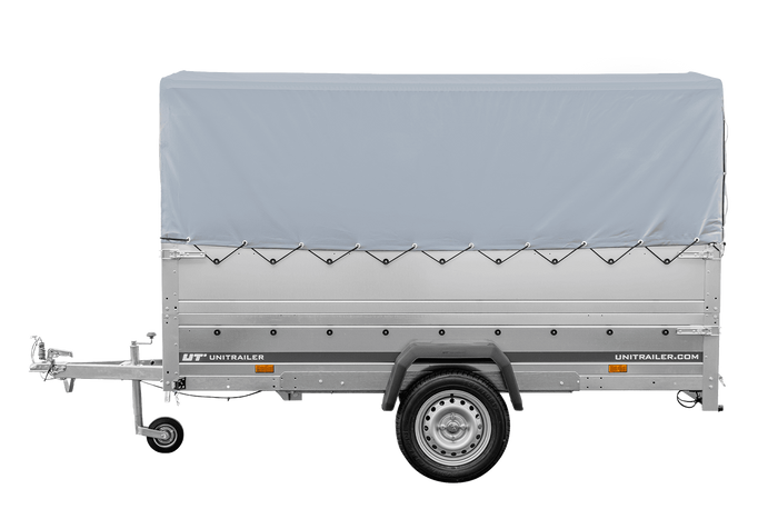 Lehký přívěs na pružinách 264x125 UNITRAILER GARDEN 264/R KIPP s bočnicemi BIS, rámem H-800 a šedým krytem