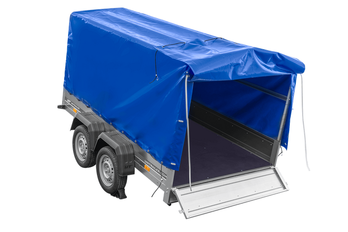 Dvounápravový přívěs 264x150 UNITRAILER GARDEN 265/2 KIPP s rámem H-1100 a modrým krytem