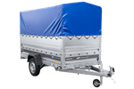 Lehký přívěs na pružinách 264x125 UNITRAILER FORCE 264/R KIPP s bočnicemi BIS, rámem H-800 a modrým krytem