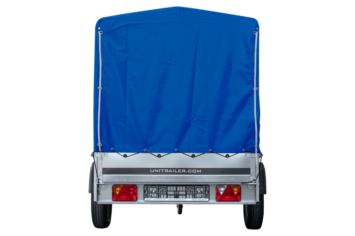 Přívěs pro auto 264x125 UNITRAILER GARDEN 264 KIPP s rámem H-1100 a modrým krytem