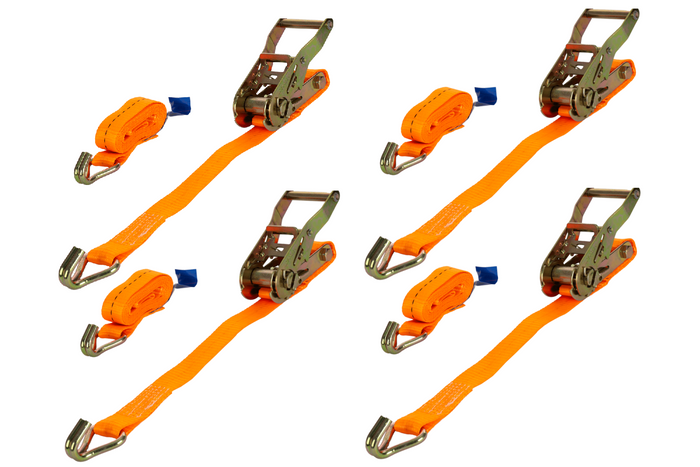 Sada čtyř oranžových přepravních pásů UNITRAILER 6m/25mm/1t s napínákem