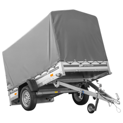 Přívěs za auto s hliníkovými bočnicemi 230x125 Unitrailer Garden 230 KIPP ALU s rámem H1100 a šedým krytem