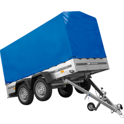 Dvounápravový přívěs 264x125 UNITRAILER GARDEN 264/2 KIPP s rámem H-1100 a modrou plachtou