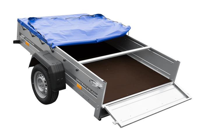 Přívěs za auto 200x125 UNITRAILER GARDEN 201 KIPP s rámem H-0 a modrým krytem