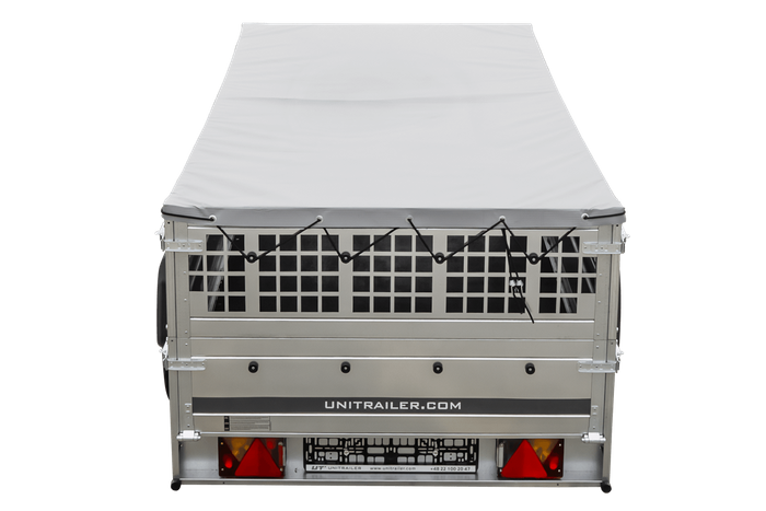 Jednonápravový přívěs 264x125 UNITRAILER GARDEN 264 KIPP s pletivovými bočnicemi a šedou plachtou