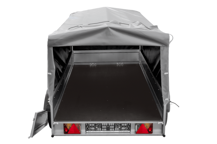 Dvounápravový přívěs 264x125 UNITRAILER GARDEN 264/2 KIPP s rámem H-800 a šedou plachtou