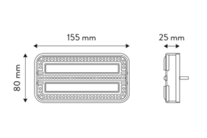 Magnetické zadní svítilny, 3 funkce, 12-24V, 12m