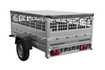 Jednonápravový přívěs 200x125 UNITRAILER GARDEN 201 KIPP s pletivovými bočnicemi a šedou plachtou